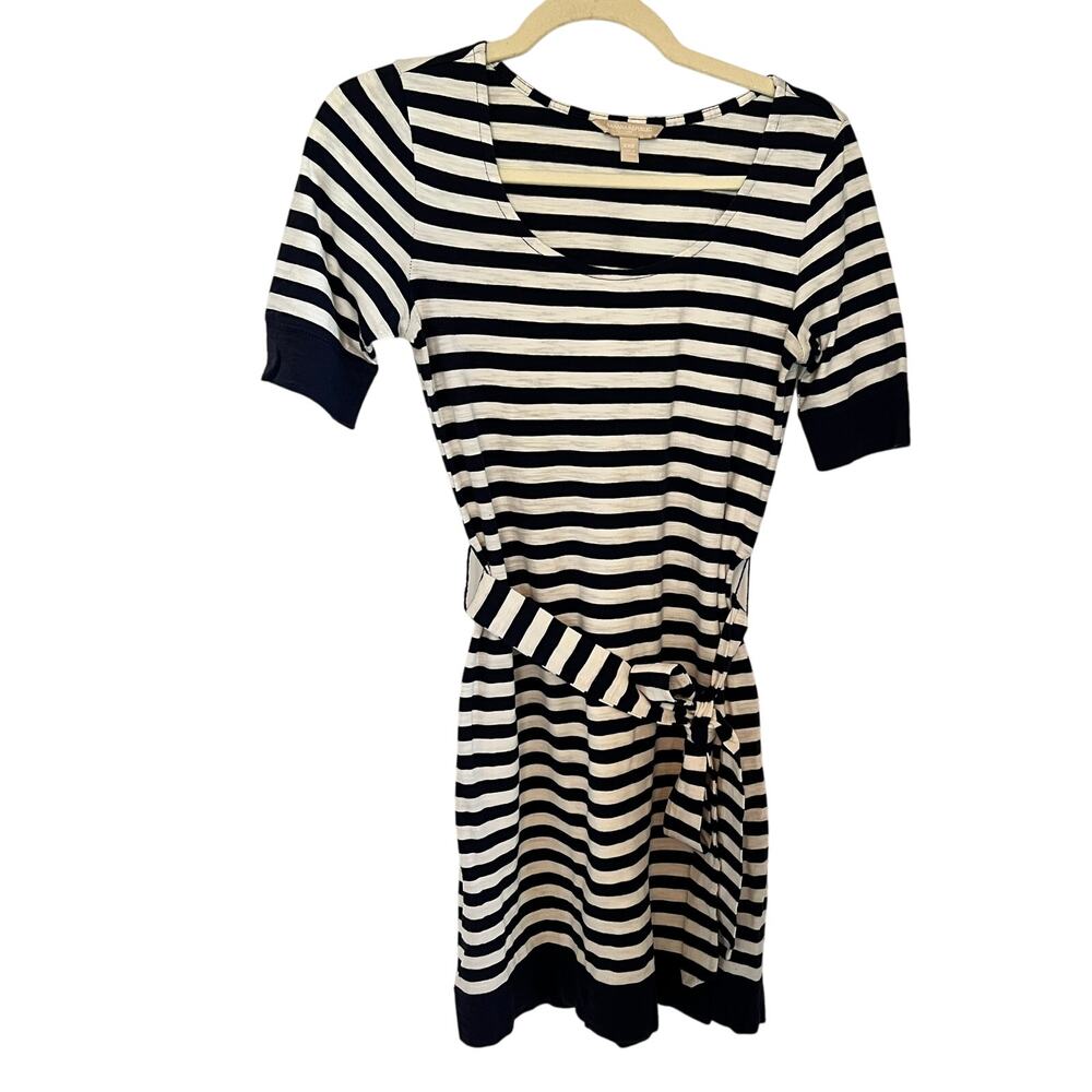 Banana Republic dress women’s size XXS Navy blue White Striped Short Sleeve